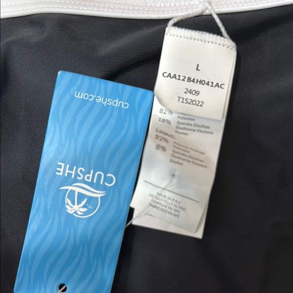 Cupshe Black White Trim High Rise Bikini Swim Bottoms Size L - Picture 4 of 4